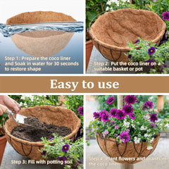 4pcs 12 Inch Coconut Liners Round Hanging Basket Liners