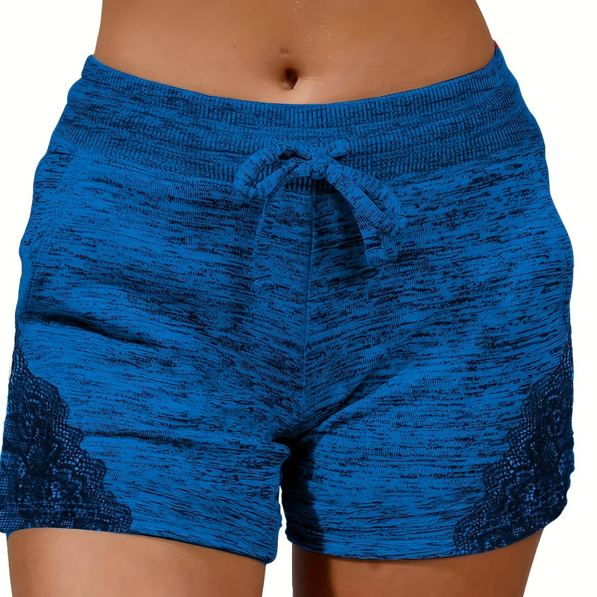 Lace Contrast Summer Loose Shorts Casual Pockets Beach Shorts