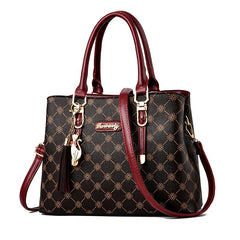 Vintage Print Tote Bag Zipper Shoulder Satchel Bag