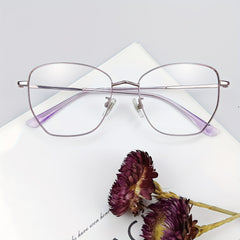 2pcs Square Frame Computer Glasses Unisex Metal Light Glasses