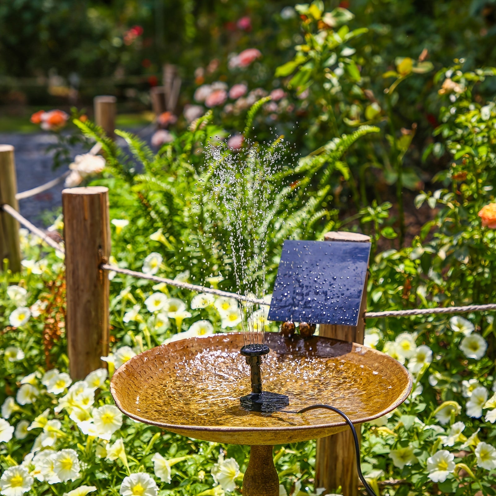 Solar Water Pump Kit with 6 Nozzles for Outdoor Water Feature