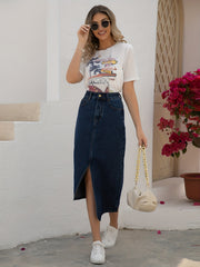 Asymmetric High Waist Skirt Denim Dress