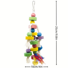 Small Parrot Toys Rope Circles and Wooden Blocks for Fun and Exercise