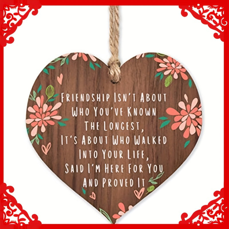 Friendship Friends Wooden Hanging Heart Sentimental Inspirational Gift