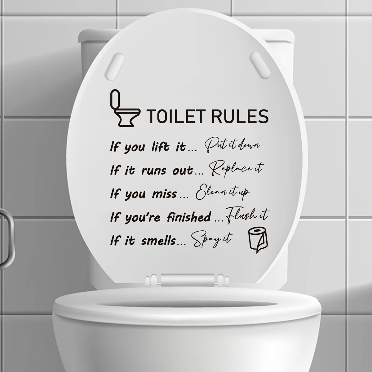 Waterproof Toilet Decorative Sticker 11 Inches Self Adhesive Vinyl Shower Decal