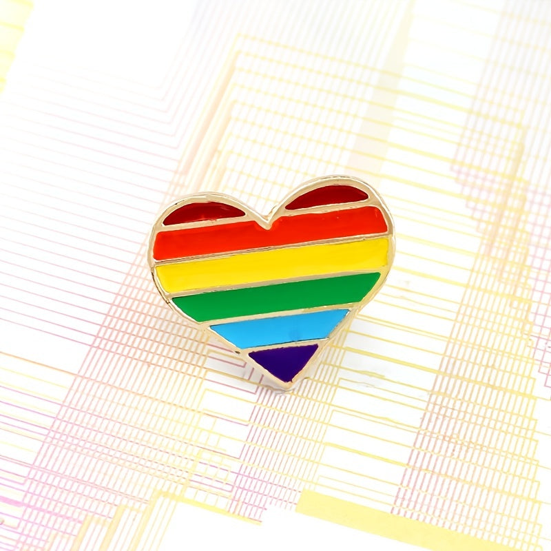 Rainbow Heart Gay Brooch LGBTQ Pride Lapel Pin LGBT Badge Accessory