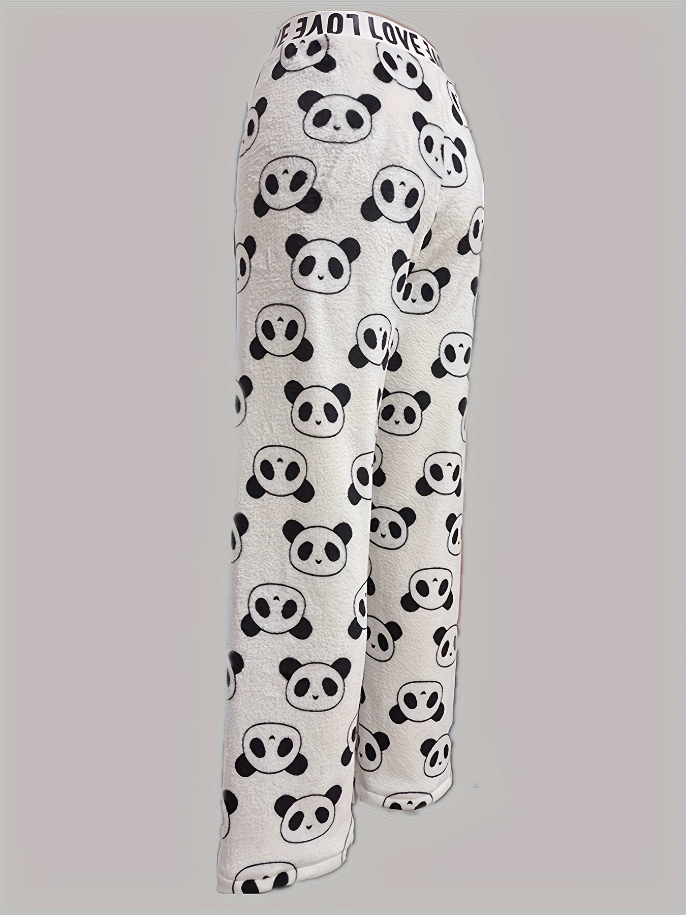 Cartoon Panda Sleep Bottoms & Letter Print Sleep Pants