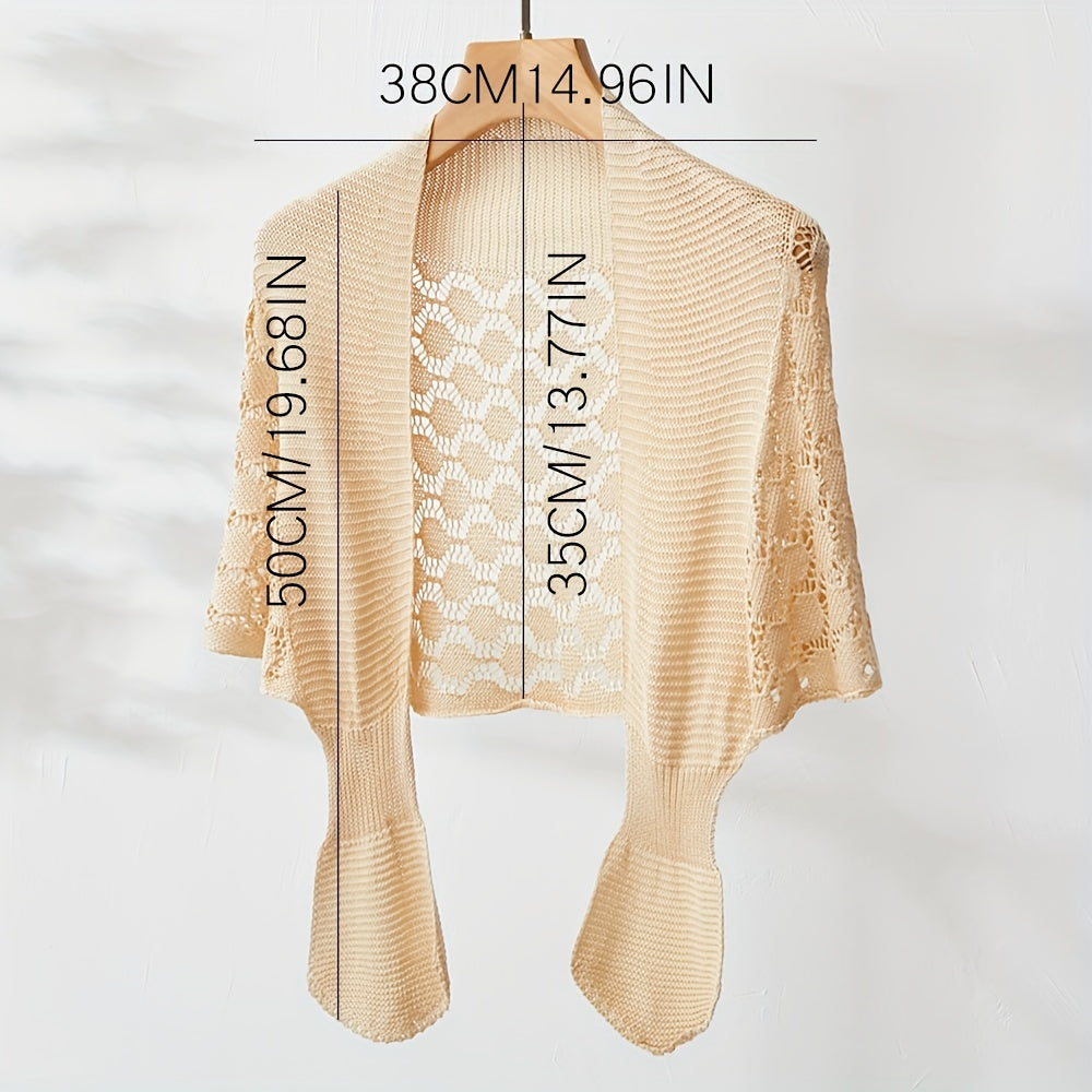 Solid Knitted Shawl Hollow Out Wraps Warm Cape Scarves