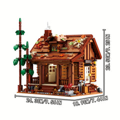 Vintage Forest Cabin Building Block Set with LED Lights