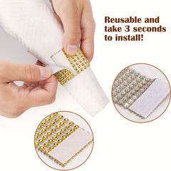 6pcs Rhinestone Napkin Rings for Parties, Weddings, and Gatherings