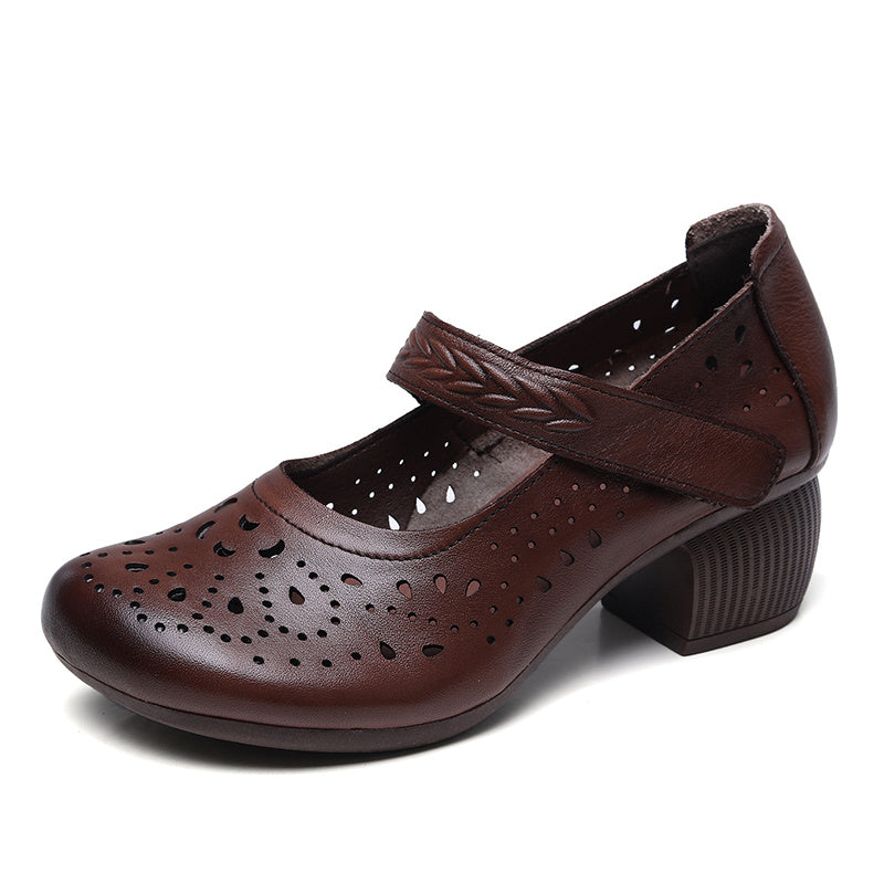 Women's Chunky Heel Hollow Out Casual Shoes