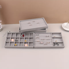 Grey Velvet Jewelry Tray Display Organizer