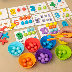 Wooden Number Matching Game Toy with Spoons