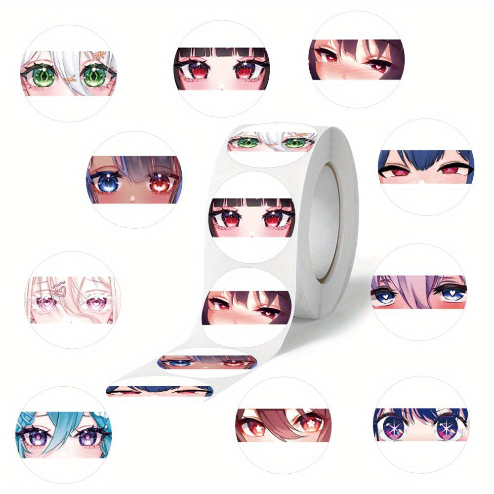 500pcs Pixiv Anime Eyes Stickers 2 Round Vibrant Mixed Colors