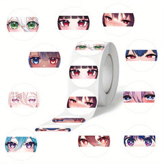 500pcs Pixiv Anime Eyes Stickers 2 Round Vibrant Mixed Colors