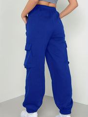  Solid Stretch Drawstring Joggers with Pockets