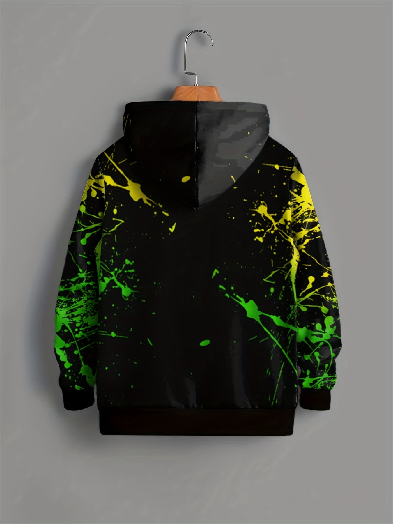 Cartoon Face & Paint Pattern Hoodie For Kids Casual Hooded Long Sleeve Top