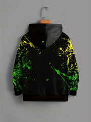 Cartoon Face & Paint Pattern Hoodie For Kids Casual Hooded Long Sleeve Top