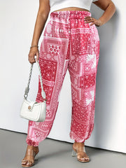 Boho Patchwork Print High Rise Trousers