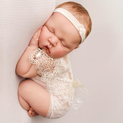 2pcs Newborn Lace Hollow Pink Photography Clothes Set