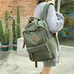 Fashion Canvas School Backpack Adjustable Strap Foldable Zipper Closure