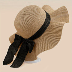Floppy Ruffles Bowknot Sun Hat Frayed Brim Sun Hat