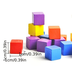 50-100pcs 10mm Wood Cubes Colorful Dice Chess Pieces Right Angle