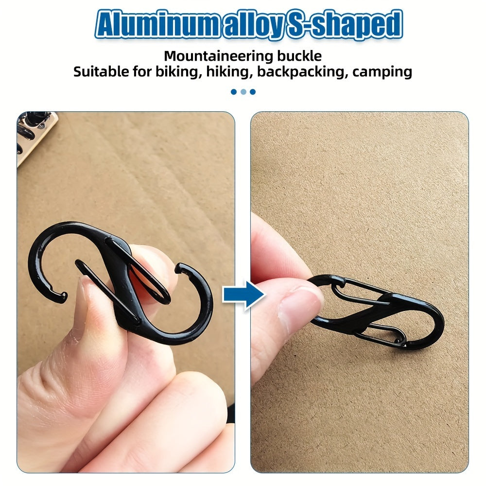 10pcs Stainless Steel S Type Carabiner Backpack Hanging Buckle Keychain