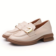 Women's Block Heel Loafers Soft Sole Slip On Shoes