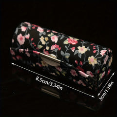 Chinese Vintage Jewelry Box Mirror Floral Pattern Lipstick Case Travel