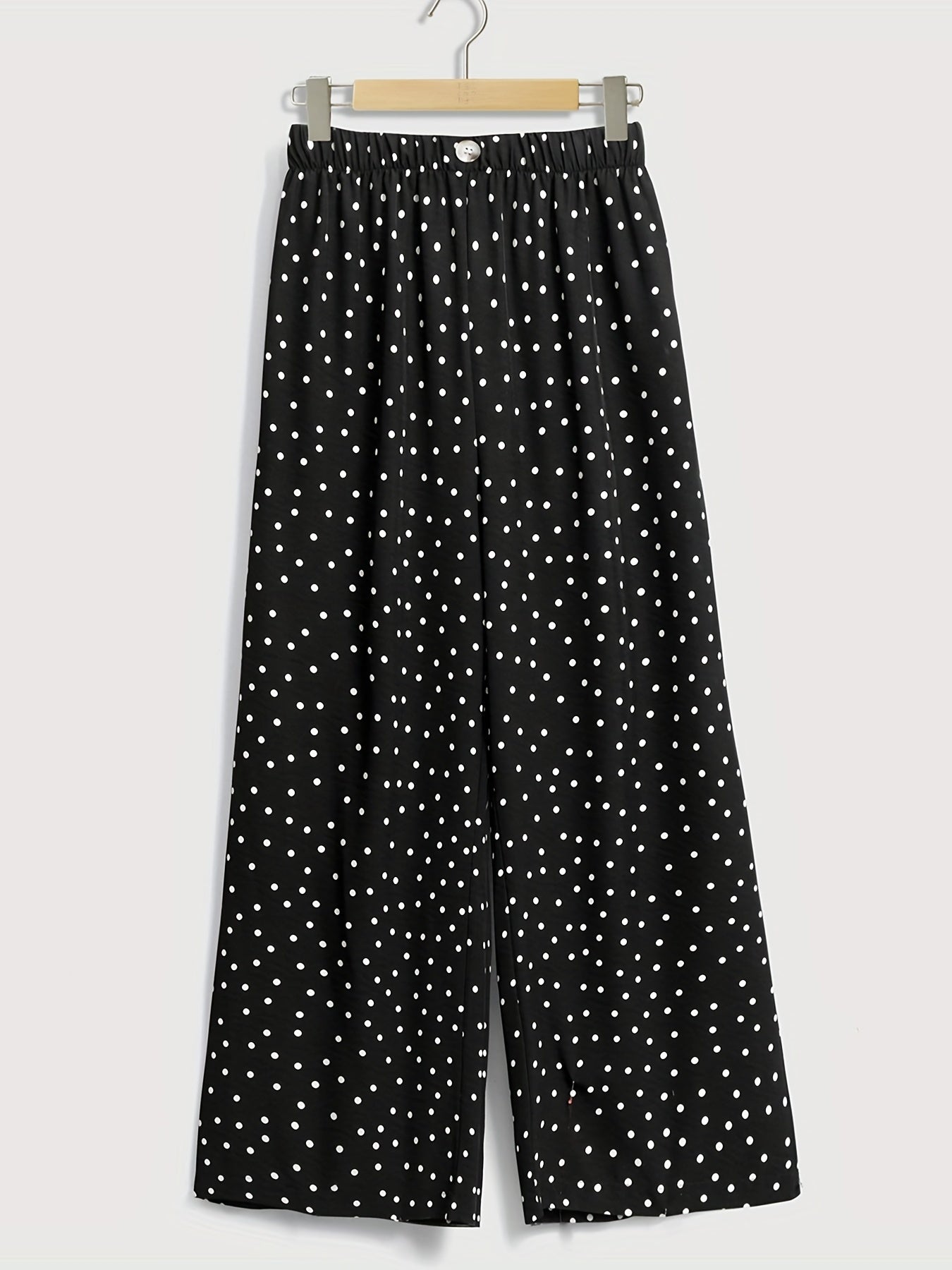  Dot Print Button Wide Leg Pants