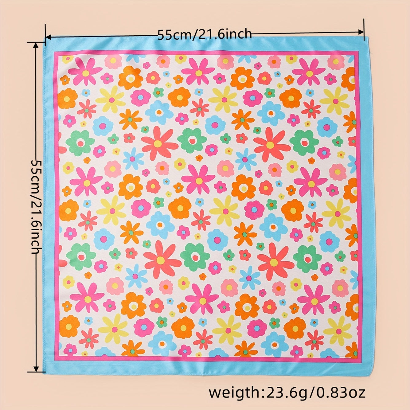 Cartoon Flower Print Bandana Silk Scarf Headband Face Covering