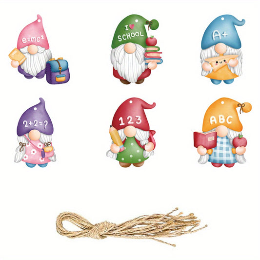 6pcs School Gnome Ornaments to Brighten Up Classroom