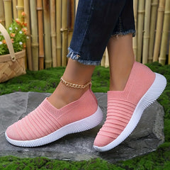 Women's Textured Knit Slip on Walking Shoes Low Top Mesh Sneakers