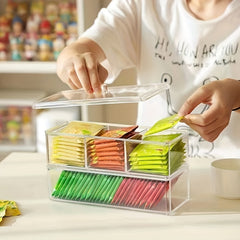 Acrylic Tea Bag Storage Box Transparent Organizer Holder Dustproof
