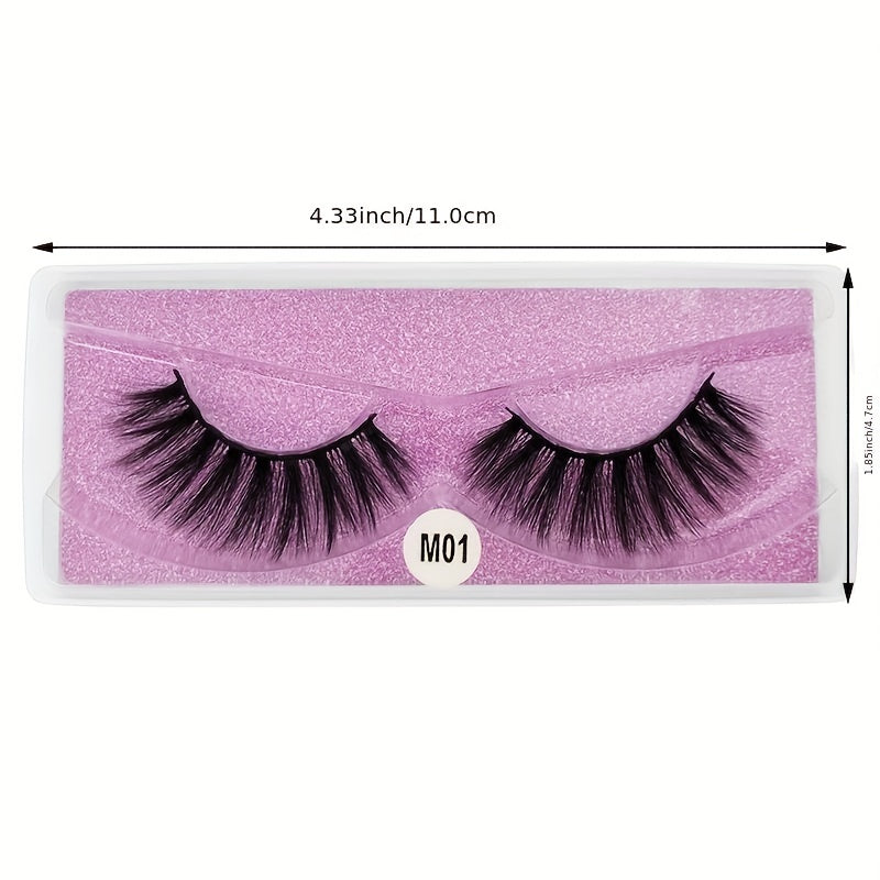 20 Pairs 3D False Eyelashes Set with Purple Glitter Long Extension Makeup Lashes