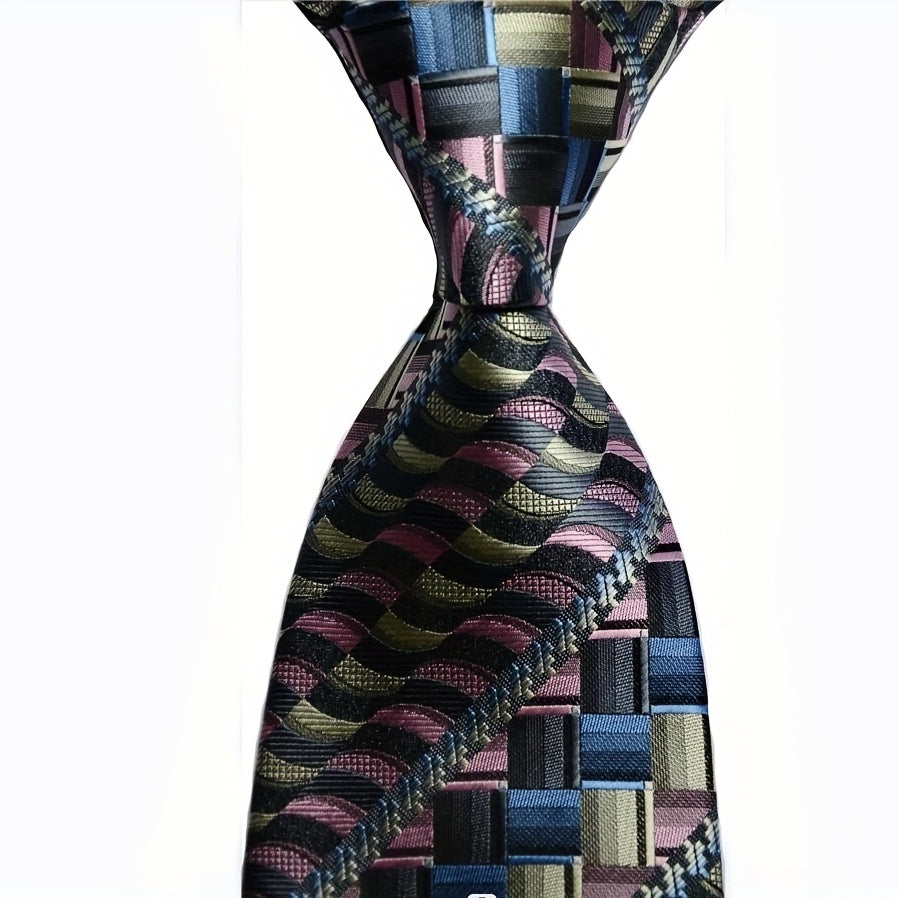 Men's Striped Floral Jacquard Necktie Business Wedding Party Great Gift
