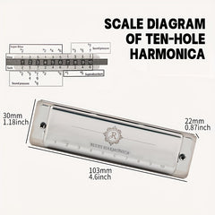 10 Hole C Key Blues Harp Ideal for Beginners