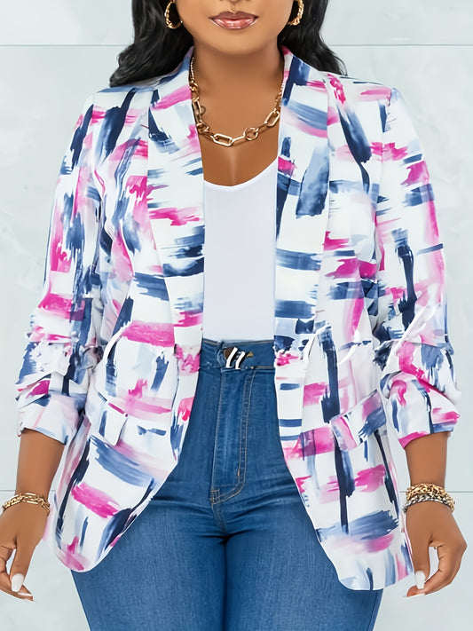  Tie Dye Long Sleeve Shawl Collar Blazer