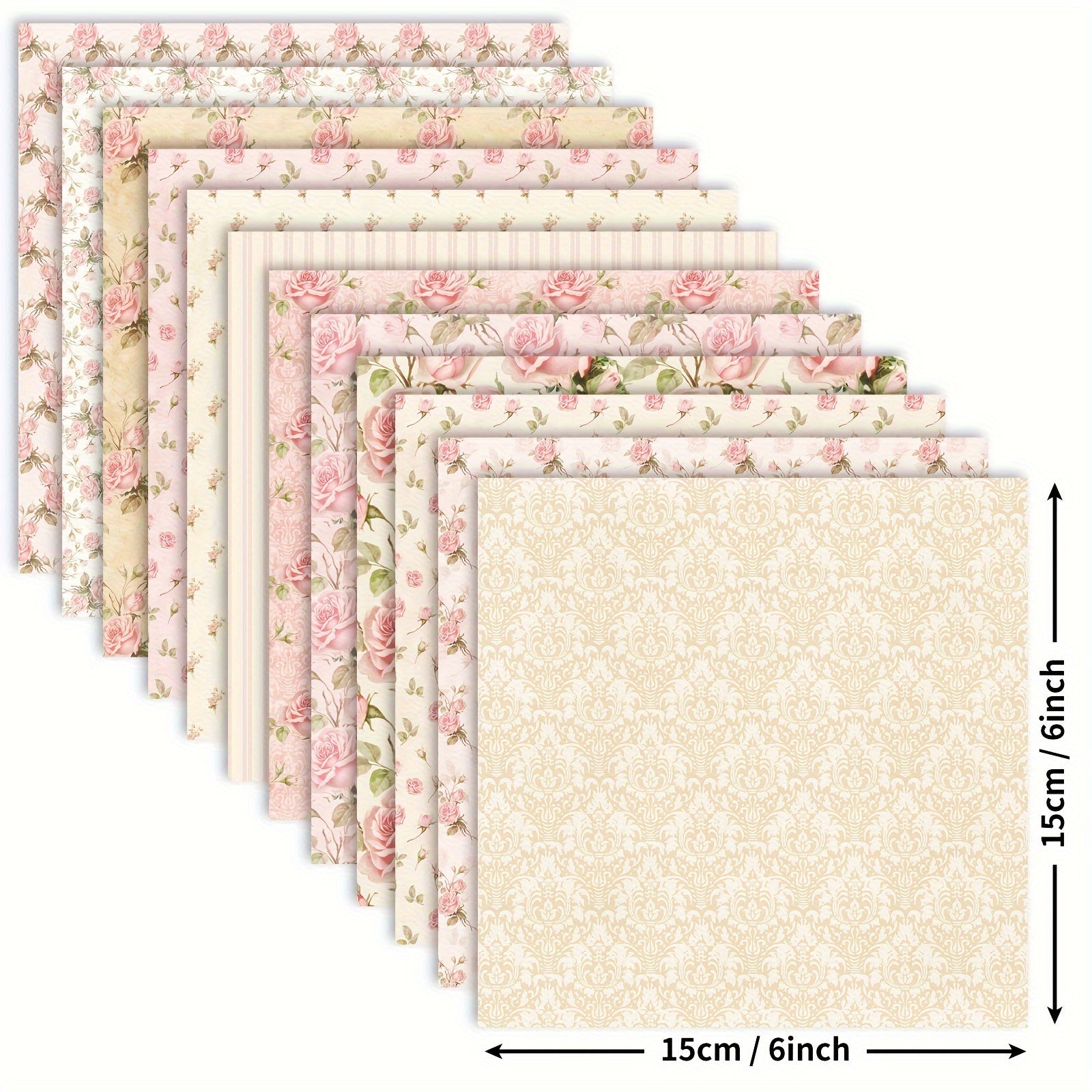 12pcs Flower Series Scrapbook Paper for DIY Photo Album Background