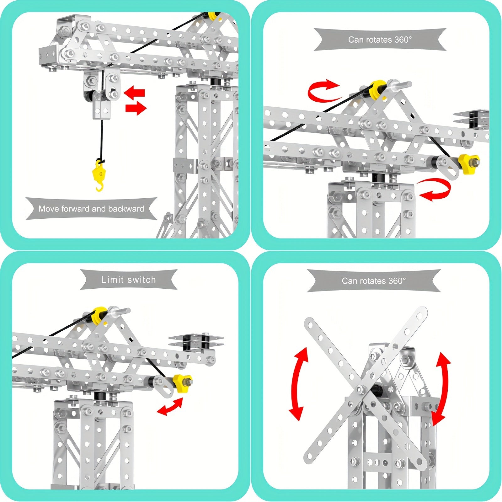 DIY Tower Crane & Windmill Building Kit Alloy Blocks Boys 8 Gift