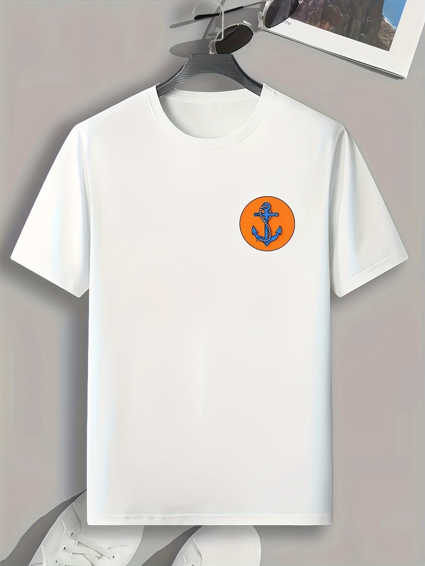 Anchor Chest Print Men's Graphic T shirt Casual Comfy