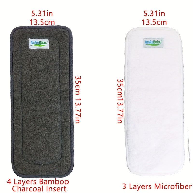 2pcs 3 Layers Microfiber Diaper Insert 4 Layers Bamboo Charcoal Insert