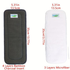 2pcs 3 Layers Microfiber Diaper Insert 4 Layers Bamboo Charcoal Insert
