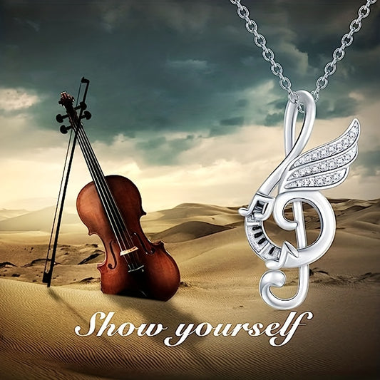 Girl's Notes Pendant Necklace Casual Notes Necklace Accessories