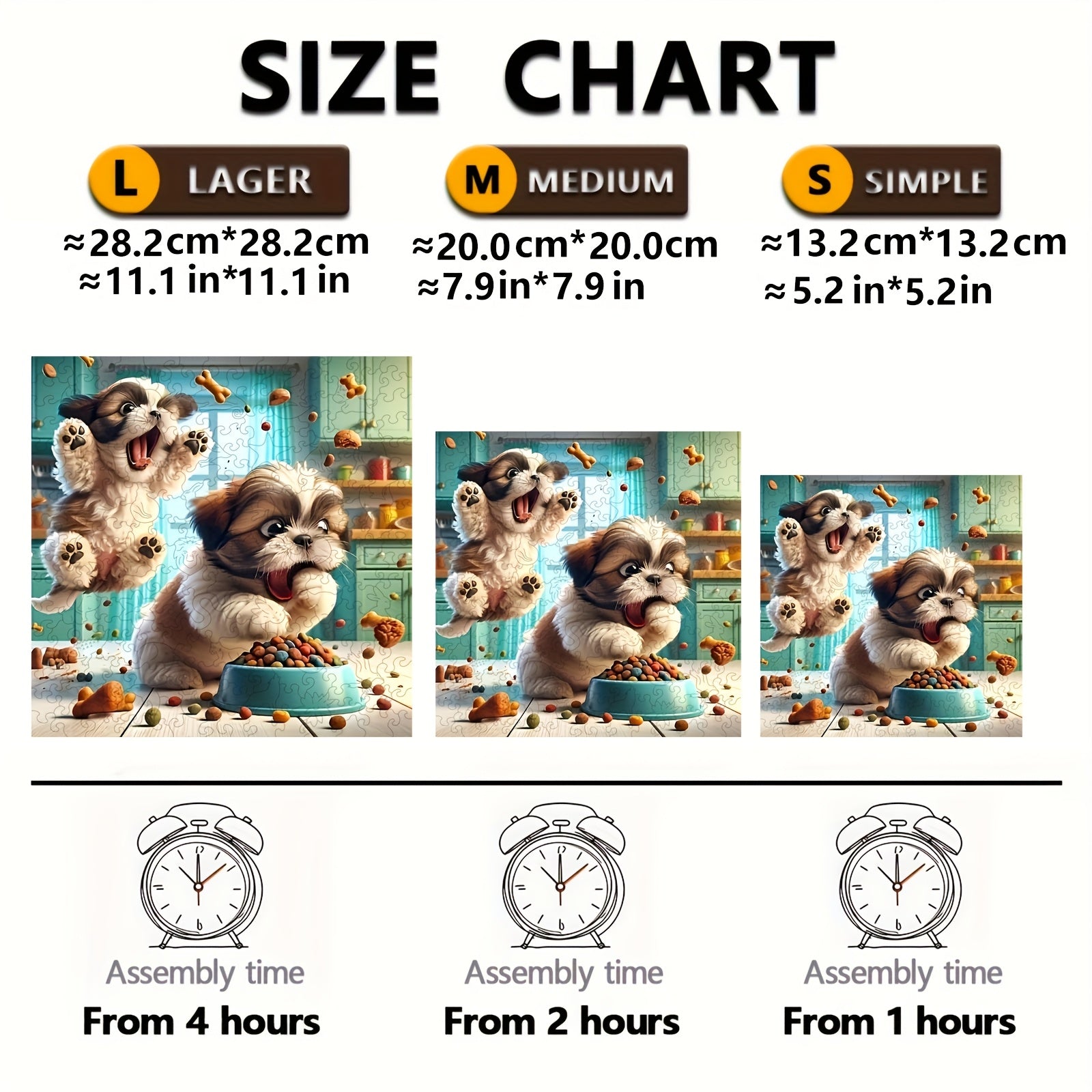Vibrant Rainbow Wooden Jigsaw Puzzle for Adults - Two Hungry Puppies