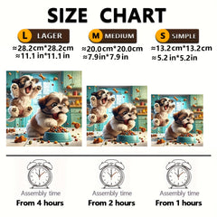 Vibrant Rainbow Wooden Jigsaw Puzzle for Adults - Two Hungry Puppies