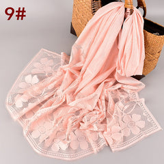 Solid Lace Headband Women's Scarf Shawl with Fringe