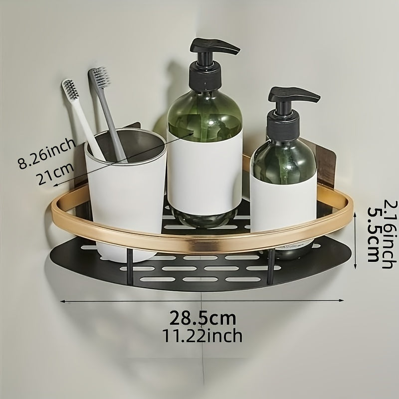 Bathroom Storage Rack No Drill Wall Mount Corner Shelf Holder