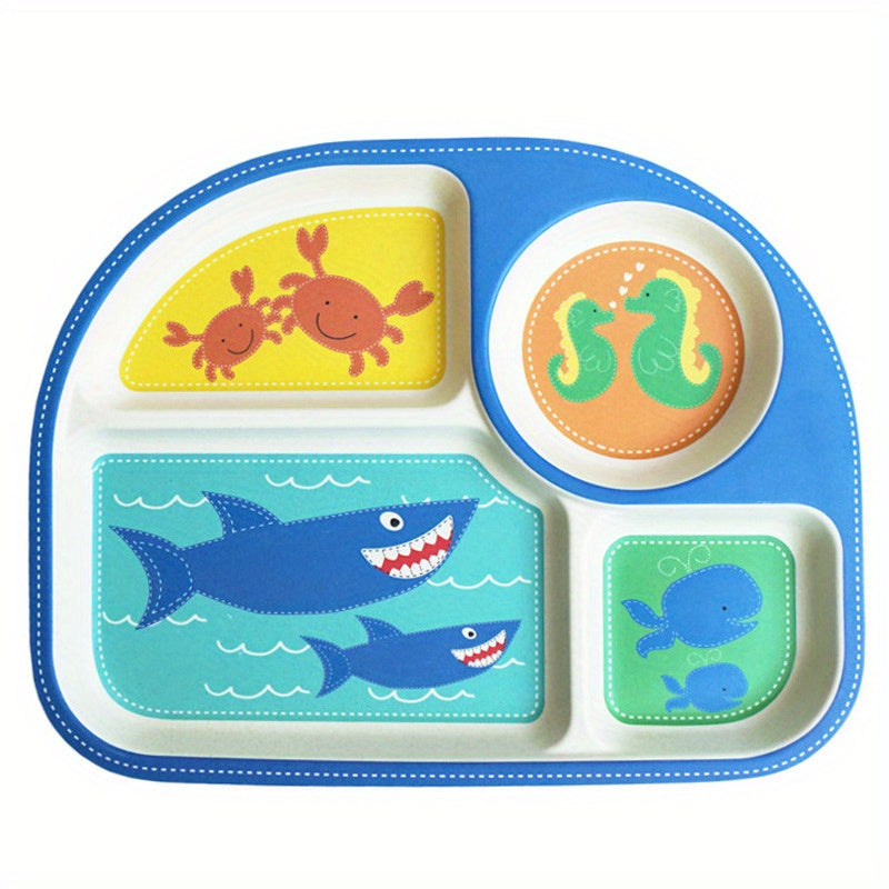 Cartoon Bamboo Fiber Animal Printed Dinner Plate Feeding Pan Tableware